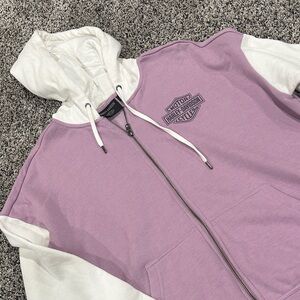 Harley-Davidson Lavender and White Zip-Up Hoodie